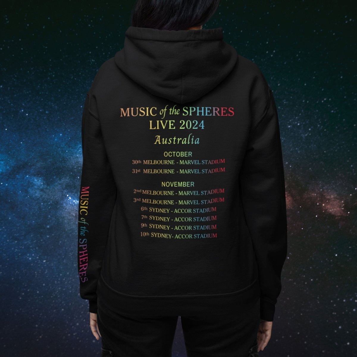 Coldplay Hoodie - Australia Tour 2024 - Cosmic Magic (SLEEVE DESIGN NOT AVAILABLE) - Three2Tango Tees