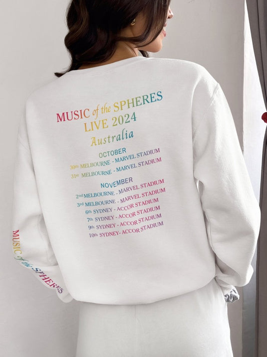 Coldplay Sweatshirt - Sci Fi - Australia Tour 2024 (SLEEVE DESIGN NOT AVAILABLE) - Three2Tango Tees