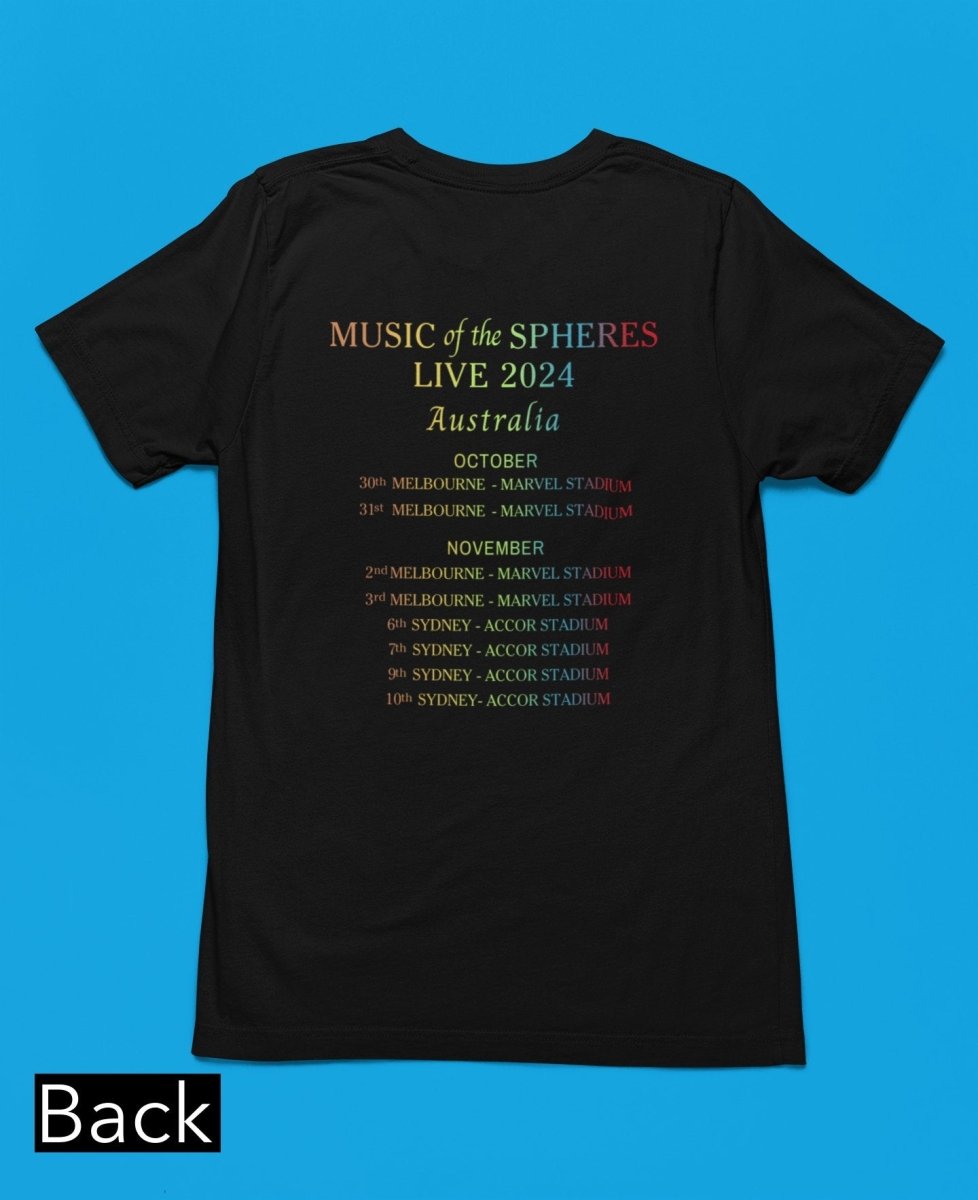 Coldplay T-shirt - Australia Tour 2024 - Music of the spheres - Three2Tango Tees