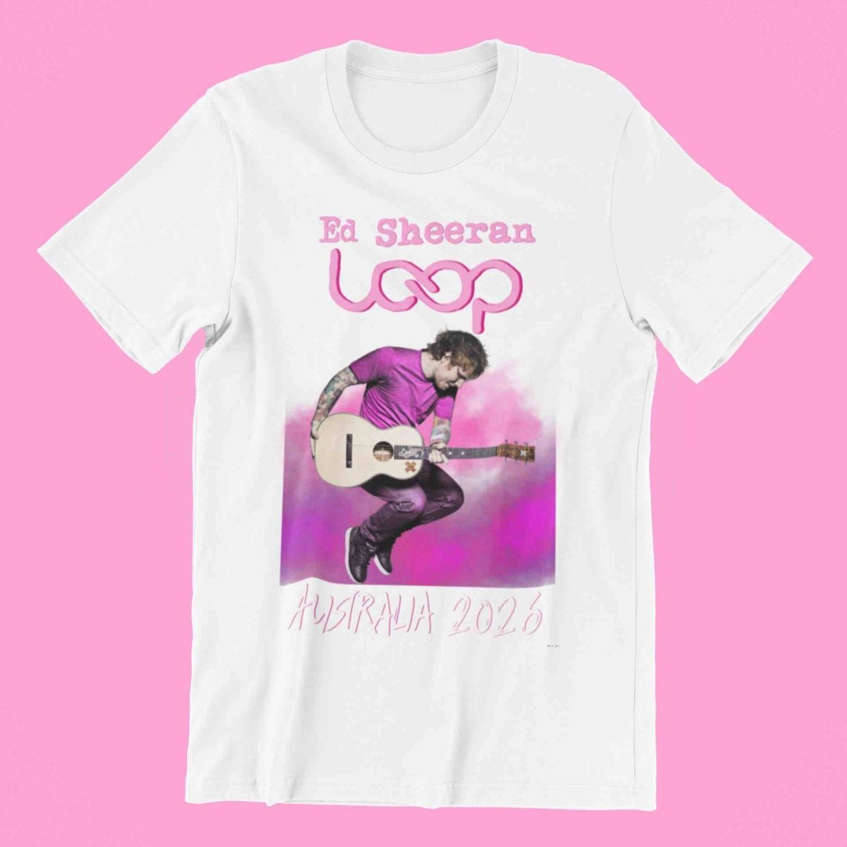 Ed Sheeran Aussie Tour Merch 2026 | Pink Loop Signature Tee - Three2Tango Tees