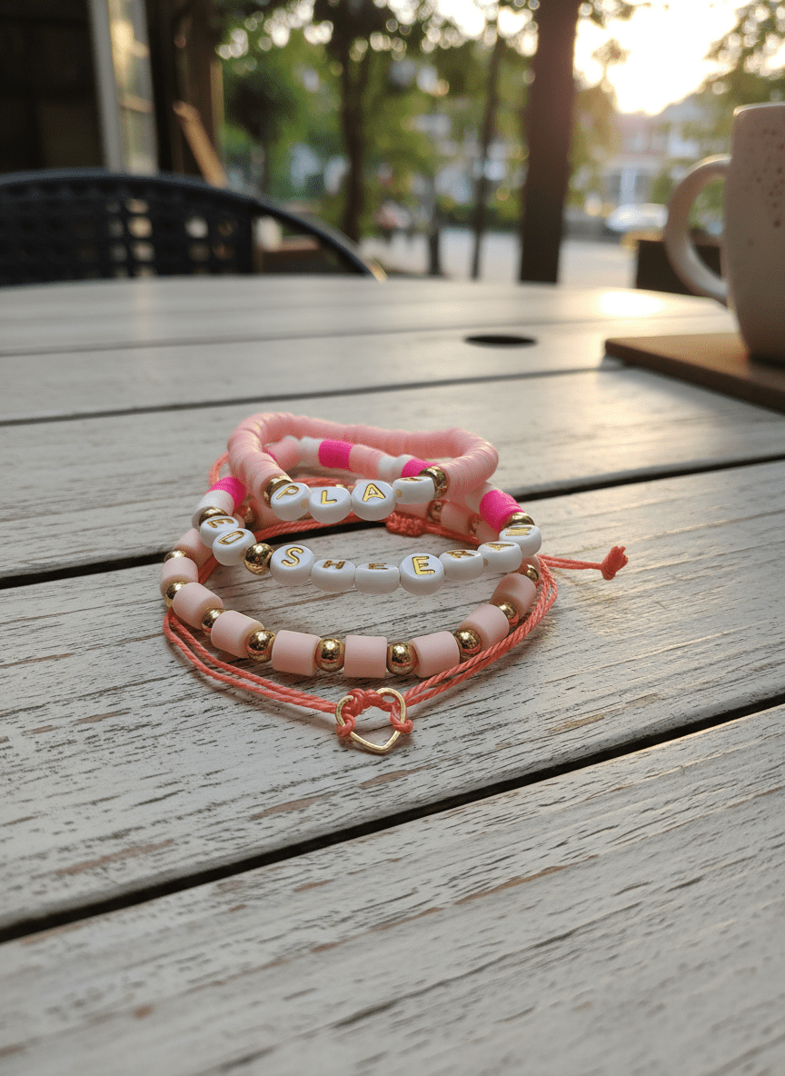 Ed Sheeran Pink Play Bracelet Set – Handmade 4 - Pack Set for Aussie Fans - Three2Tango Tees