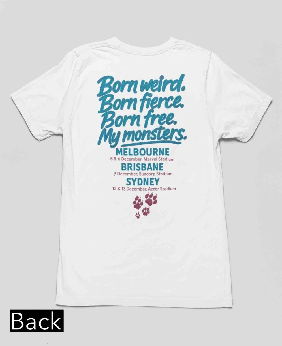 Lady Gaga Mayhem Tour 2025 T-Shirt – Little Monsters Edition | Fan - Made Merch Printed in Australia - Three2Tango Tees
