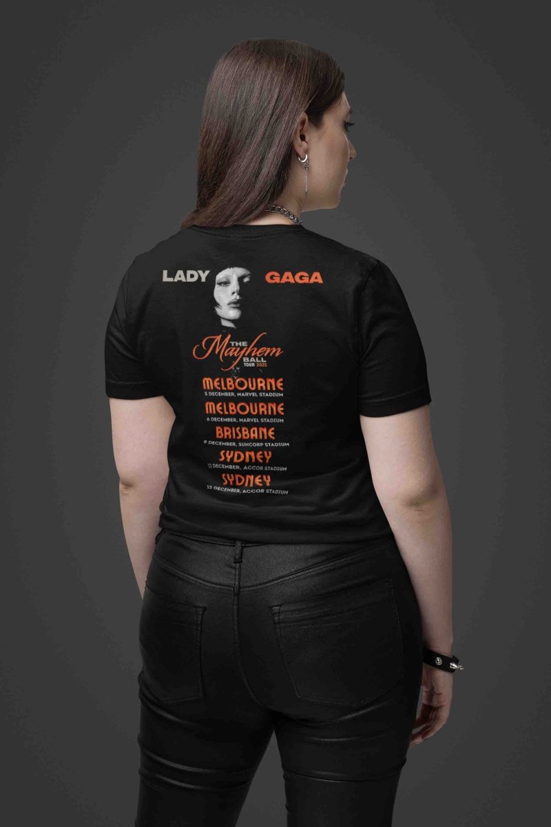 Lady Gaga Mayhem Tour 2025 Tshirt – Signature Gaga | Fan - Made Merch for Aussie Little Monsters - Three2Tango Tees