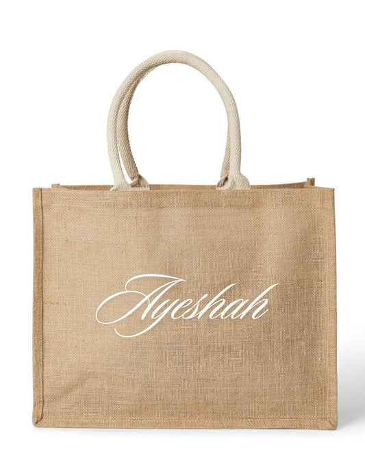Personalized Jute Tote Bag - Customizable - Three2Tango Tees