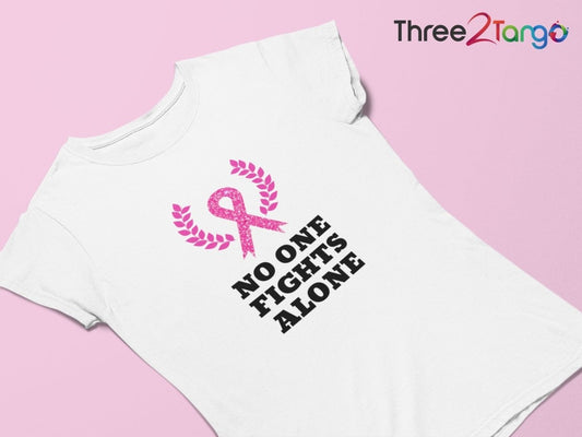 No one fights alone Cancer T-shirt | Breast Cancer Awareness Shirt - Three2Tango Tees