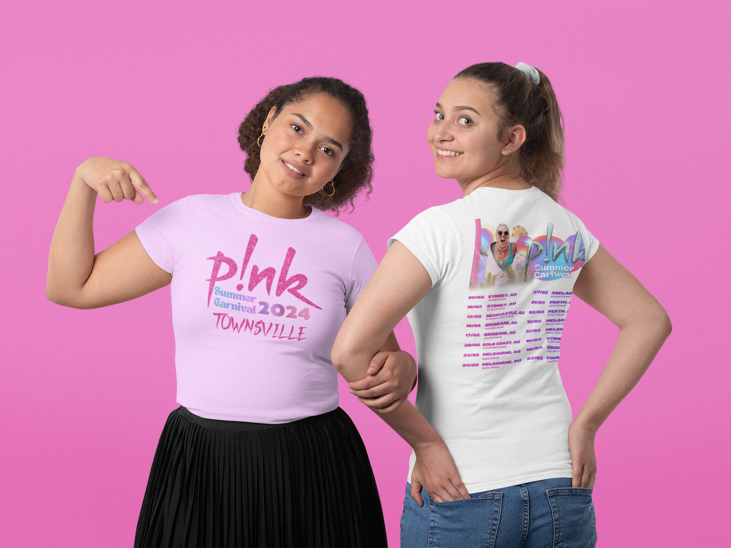 Pink Concert T-shirt - Summer Carnival 2024 Australia - Pink in the City - Three2Tango Tee's