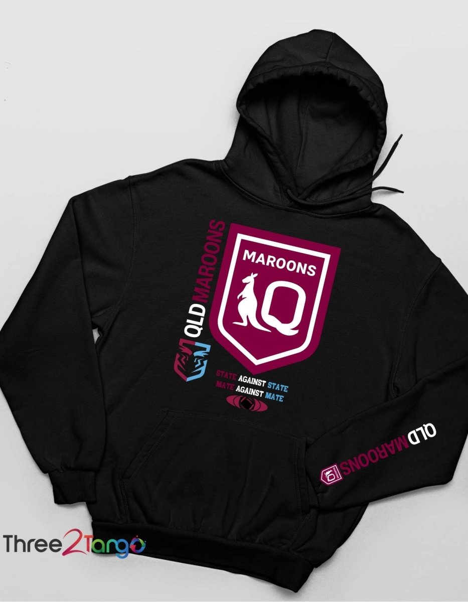 QLD Maroons Hoodie, NRL State of Origin 2023 - Three2Tango Tees