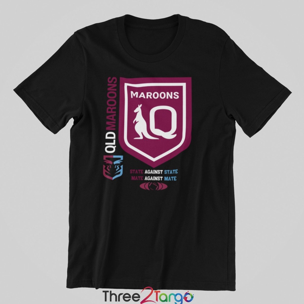 QLD Maroons Tshirt, NRL State of Origin 2023 - Three2Tango Tees