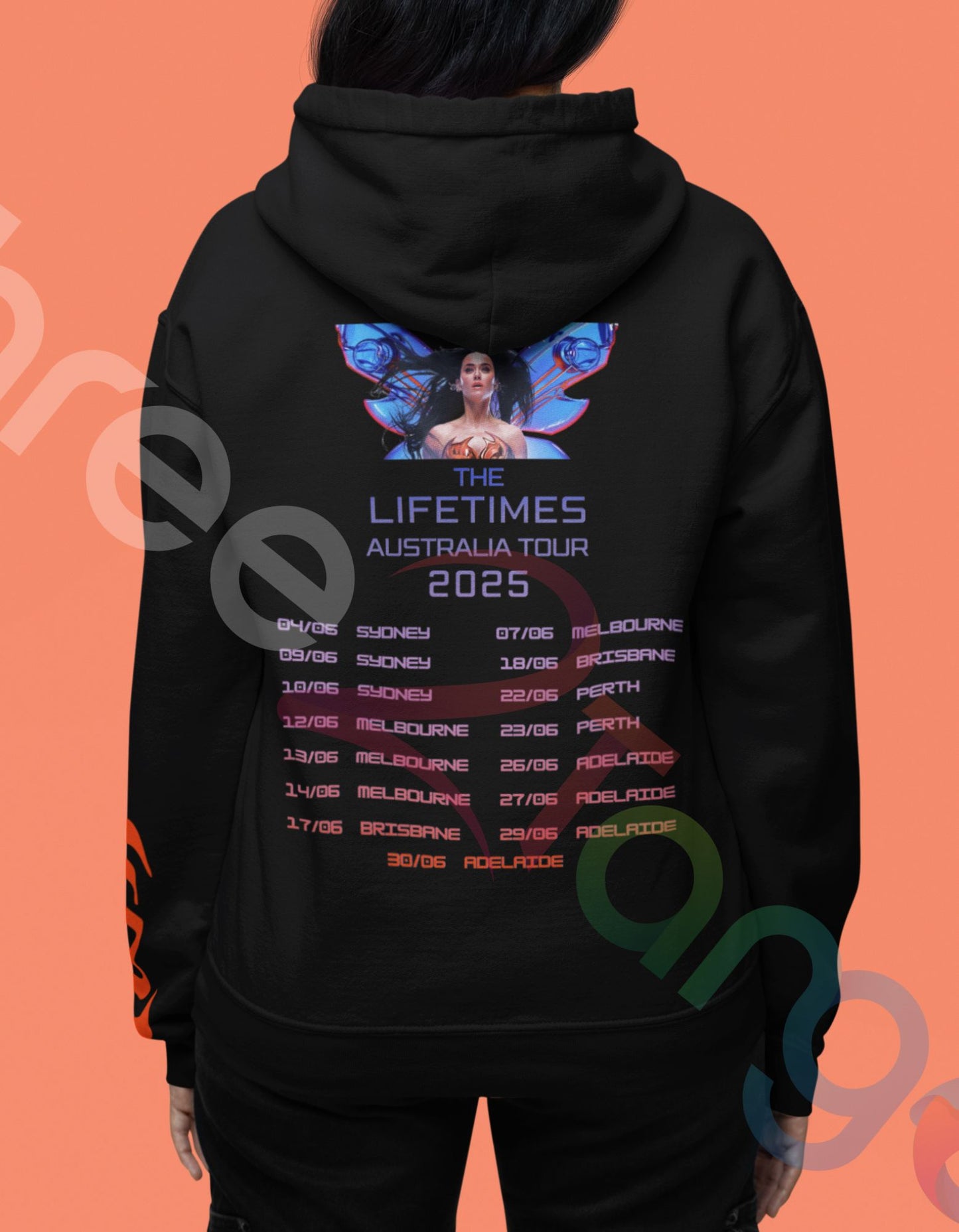 Katy Perry 2025 Australia Tour Hoodie | The Lifetimes Tour Butterfly Dreams