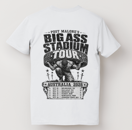Post Malone Big Ass Posty Grin Tee – Australia Tour 2026 Concert T-Shirt