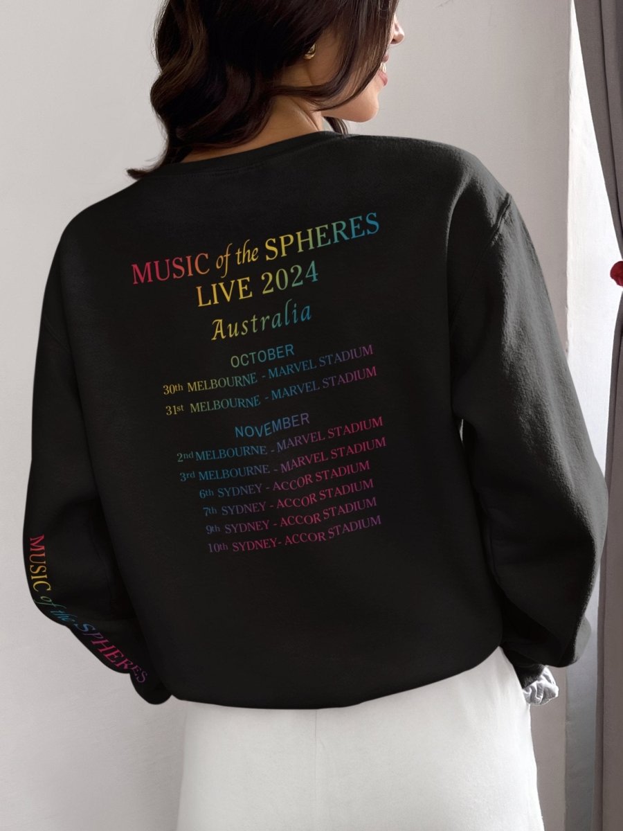 Coldplay Sweatshirt - Sci Fi - Australia Tour 2024 (SLEEVE DESIGN NOT AVAILABLE) - Three2Tango Tees