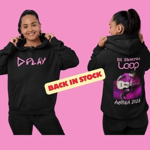 Ed Sheeran Aussie Tour Merch 2026 | Pink Loop Signature Hoodie - Three2Tango Tees