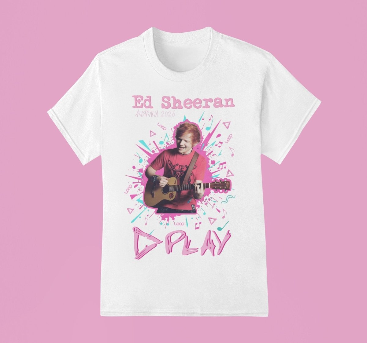 Ed Sheeran Merch | Play Burst Tee | Australia Tour 2026 - Three2Tango Tees