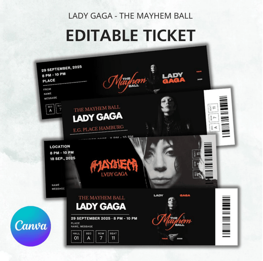 Lady Gaga Tour Ticket Gift – Canva Editable Template - Digital File Only - Three2Tango Tees