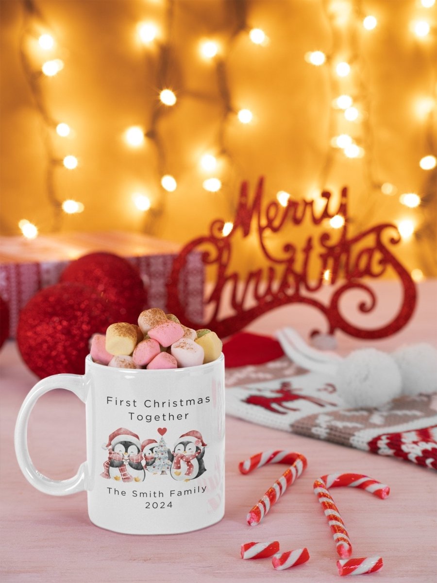 Personalized First Christmas Together Mug – Custom Family Name - Three2Tango Tees