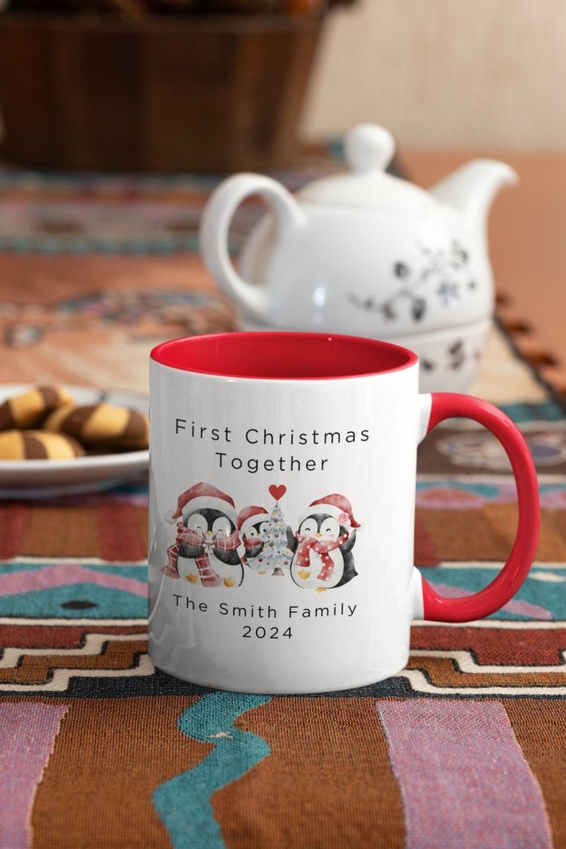 Personalized First Christmas Together Mug – Custom Family Name - Three2Tango Tees