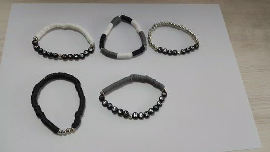 Lady Gaga Mayhem AU 2025 | 5-Set Monochrome Beaded Bracelet | Aussie Little Monsters Tour Merch