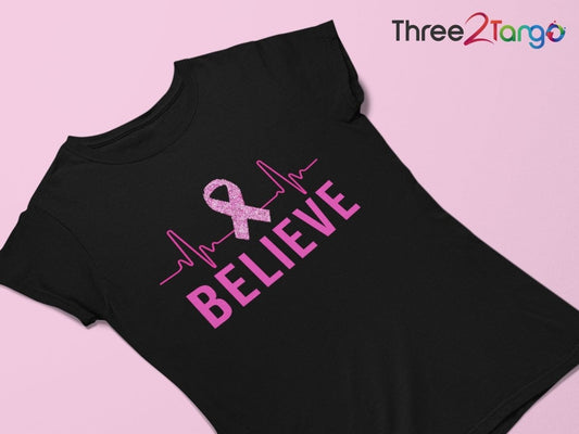 Believe Cancer T-shirt | Breast Cancer Awareness Shirt - Three2Tango Tees