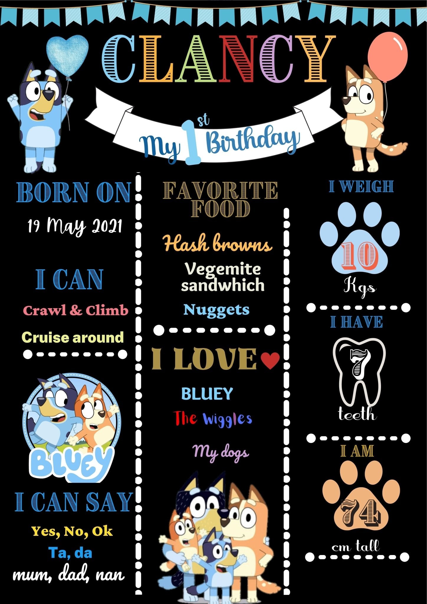 Bluey Birthday Milestone Board - Three2Tango Tee's