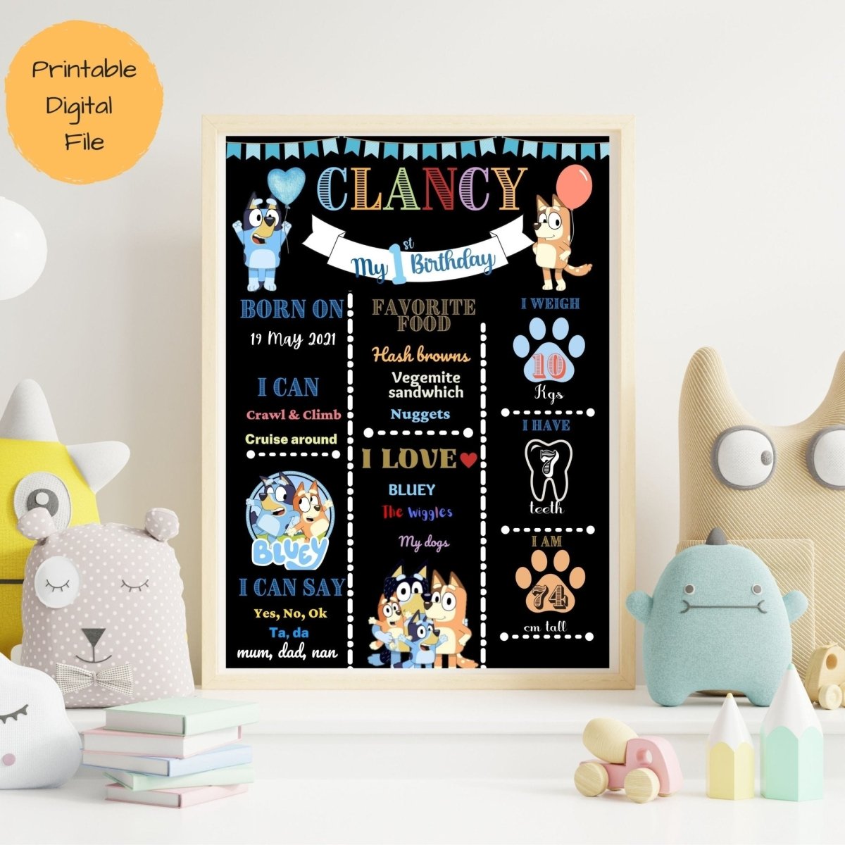 Bluey Birthday Milestone Board - Three2Tango Tees