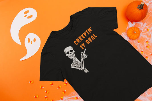 Creepin' it Real Skeleton Halloween T-shirt - Three2Tango Tee's