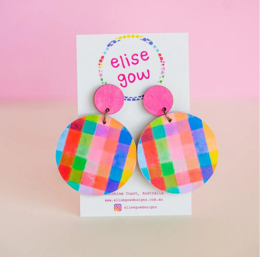 Go Gaga for Gingham - Multi Pink Handmade Earrings - Christmas Gift - Three2Tango Tee's