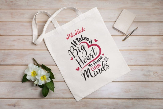 It takes a big heart - Teacher gift tote bag - Three2Tango Tees