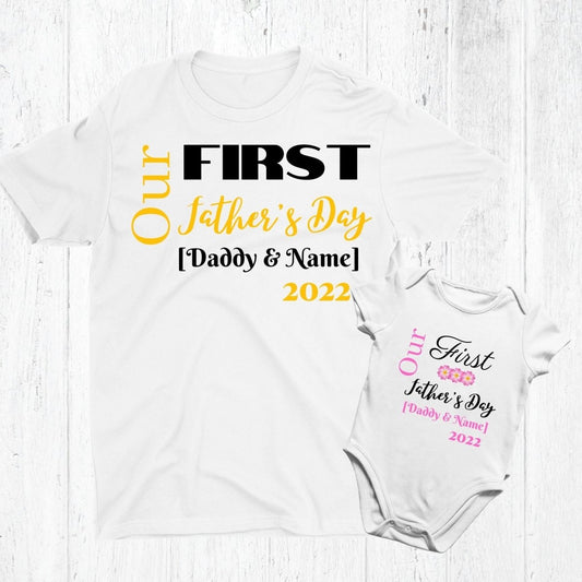 My First Fathers Day | Custom Matching Dad and Baby Outfits - Three2Tango Tees
