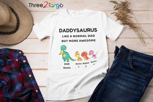 Personalized Daddysauraus Dad T-shirt | Father's Day Gift - Three2Tango Tees
