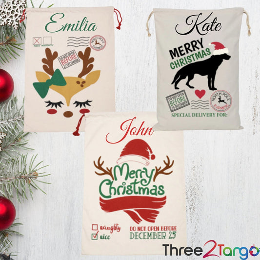Personalized Santa Sacks - Three2Tango Tee's