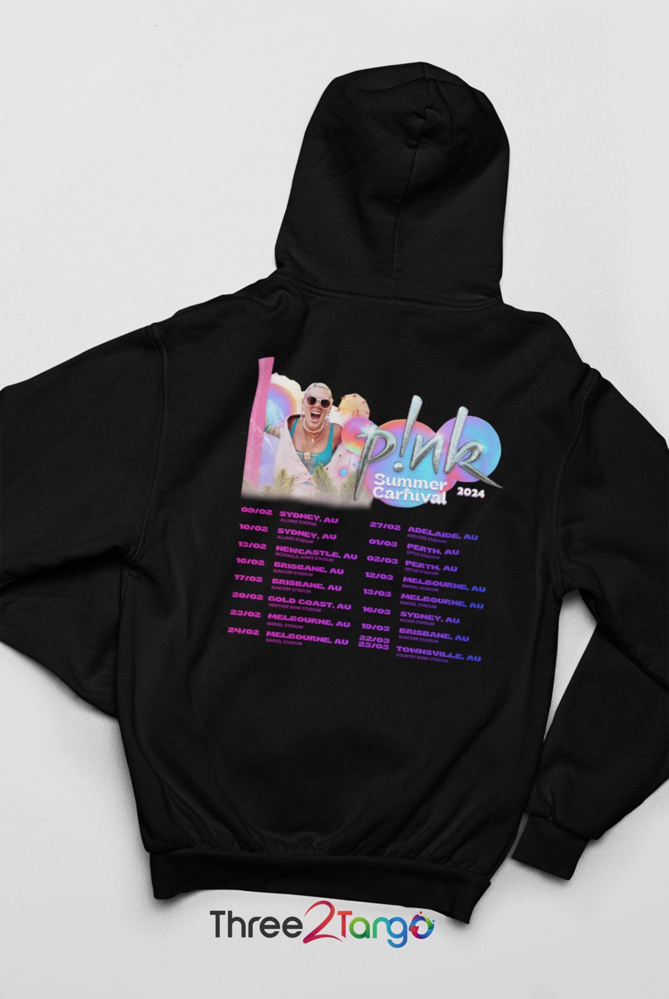 Pink Concert Hoodie - Summer Carnival 2024 Australia - Pink in the City - Three2Tango Tee's