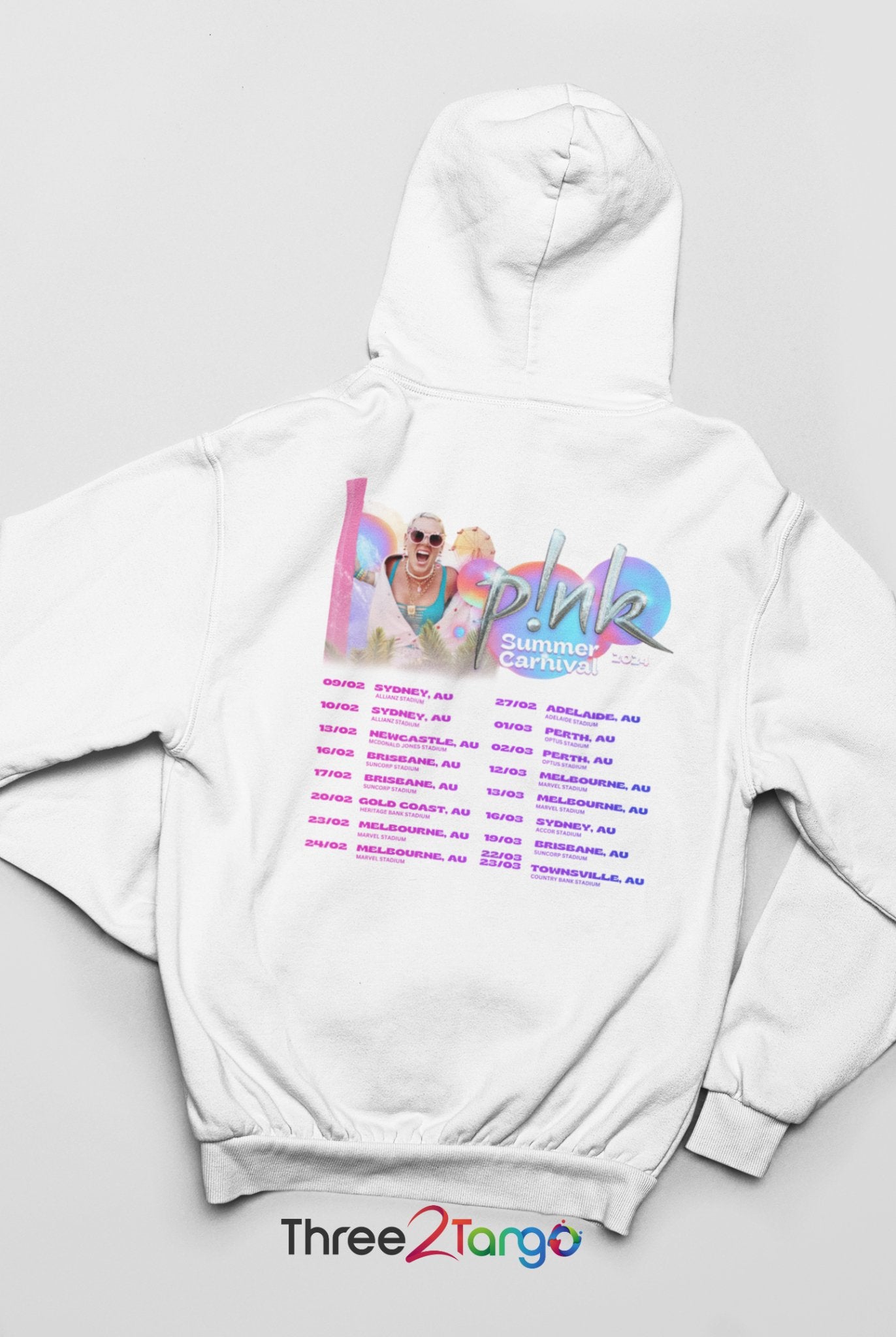 Pink Concert Hoodie - Summer Carnival 2024 Australia - Pink in the City - Three2Tango Tee's