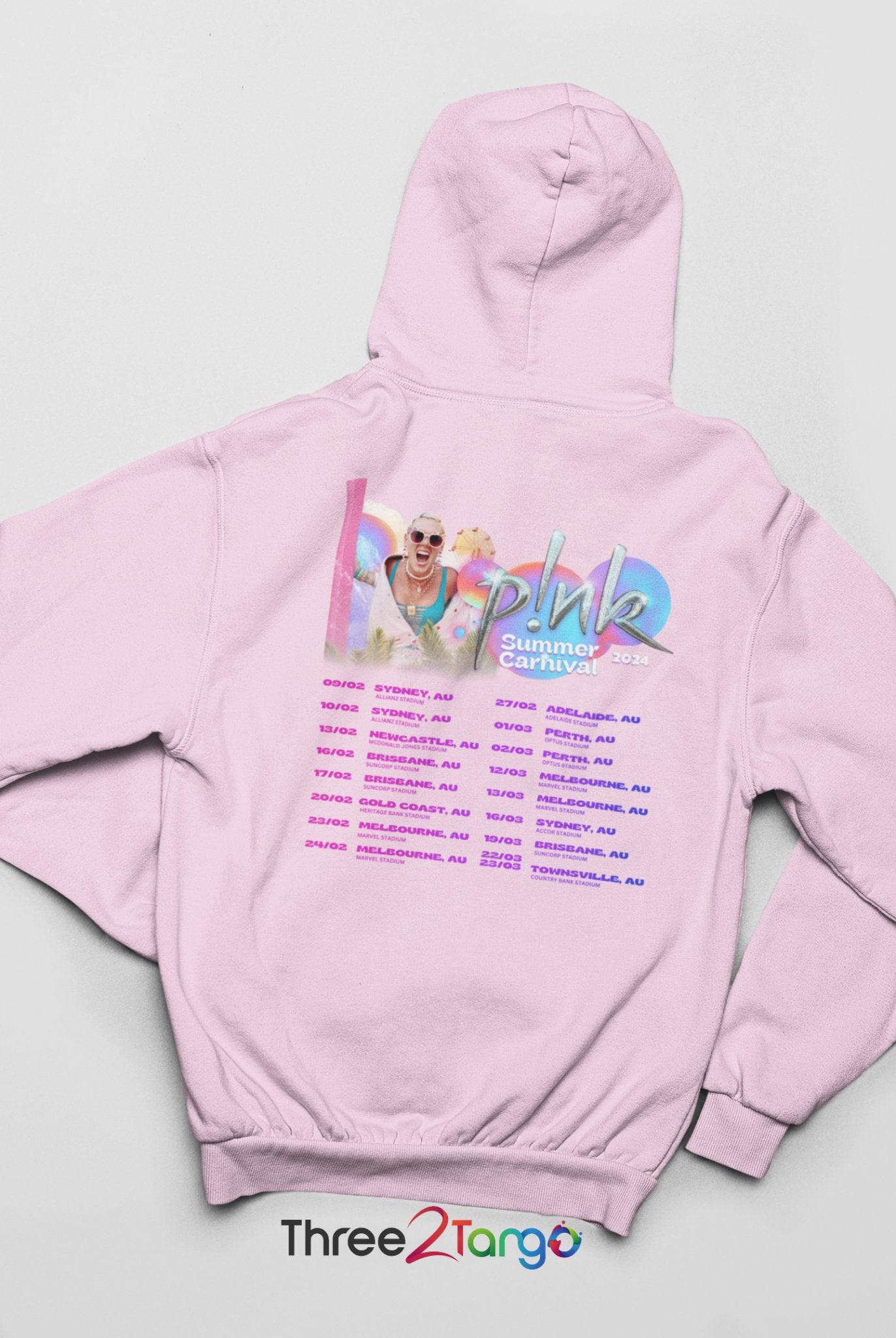 Pink Concert Hoodie - Summer Carnival 2024 Australia - Pink in the City - Three2Tango Tee's