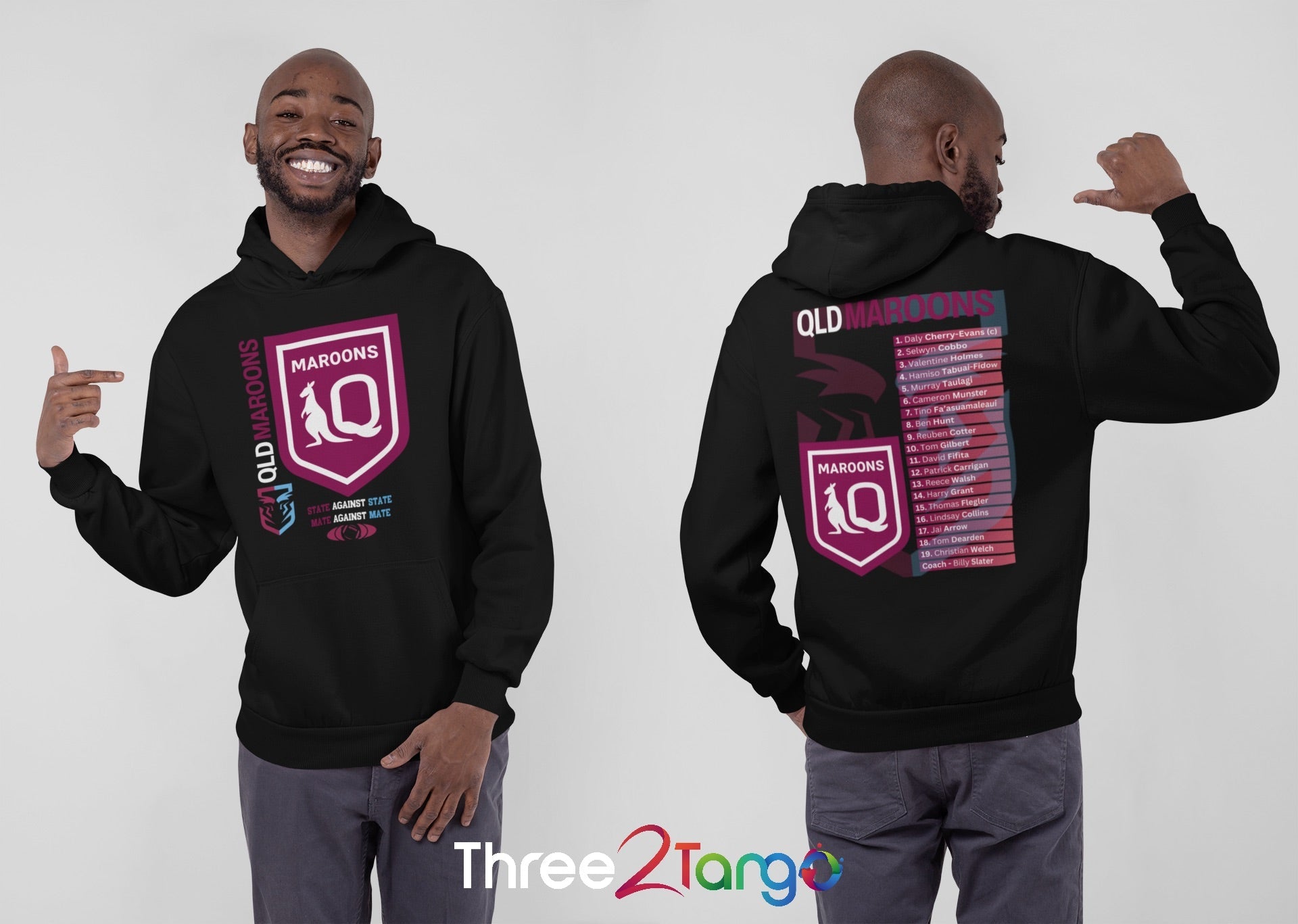 QLD Maroons Hoodie, NRL State of Origin 2023 - Three2Tango Tee's