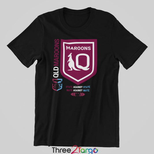 QLD Maroons Tshirt, NRL State of Origin 2023 - Three2Tango Tee's