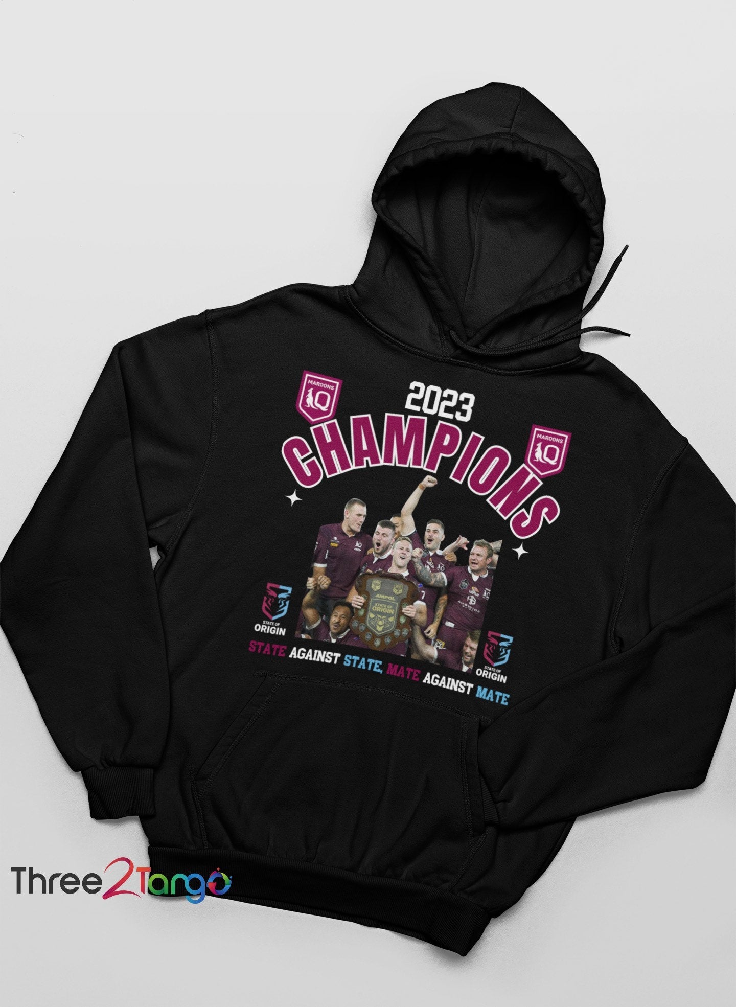 State of Origin Champions 2023 Hoodie - Queensland Maroons - Three2Tango Tee's