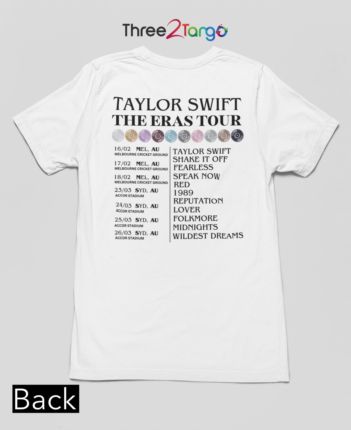 Taylor Swift Concert T-shirt - Through the years - Three2Tango Tee's