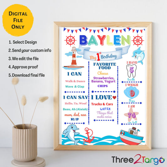 Under the Sea Birthday Milestone Board - Three2Tango Tee's