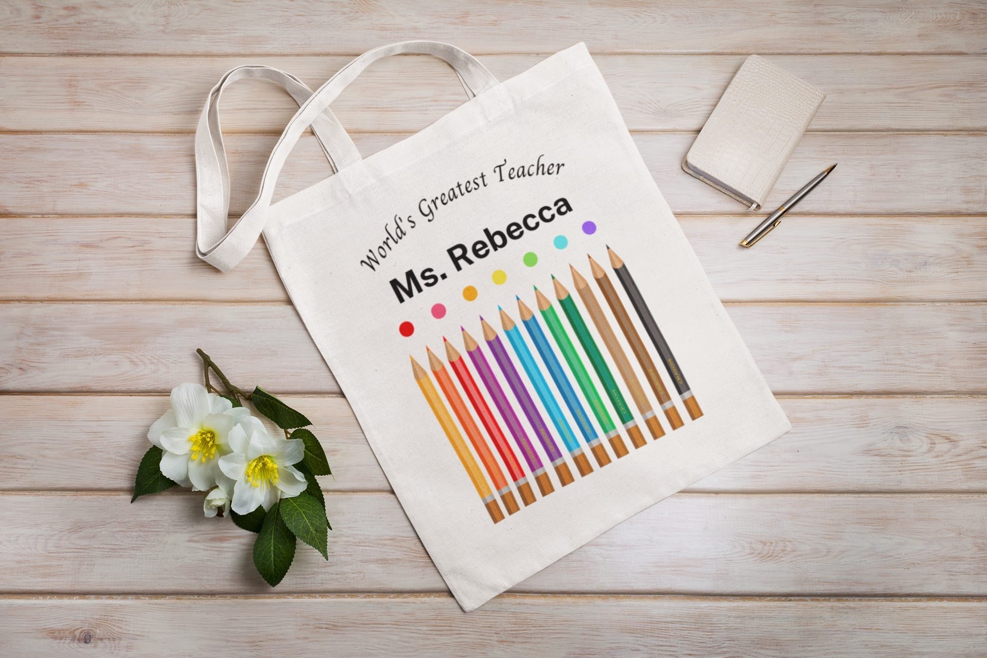 Worlds Greatest Teacher - Teacher gift tote bag - Three2Tango Tee's